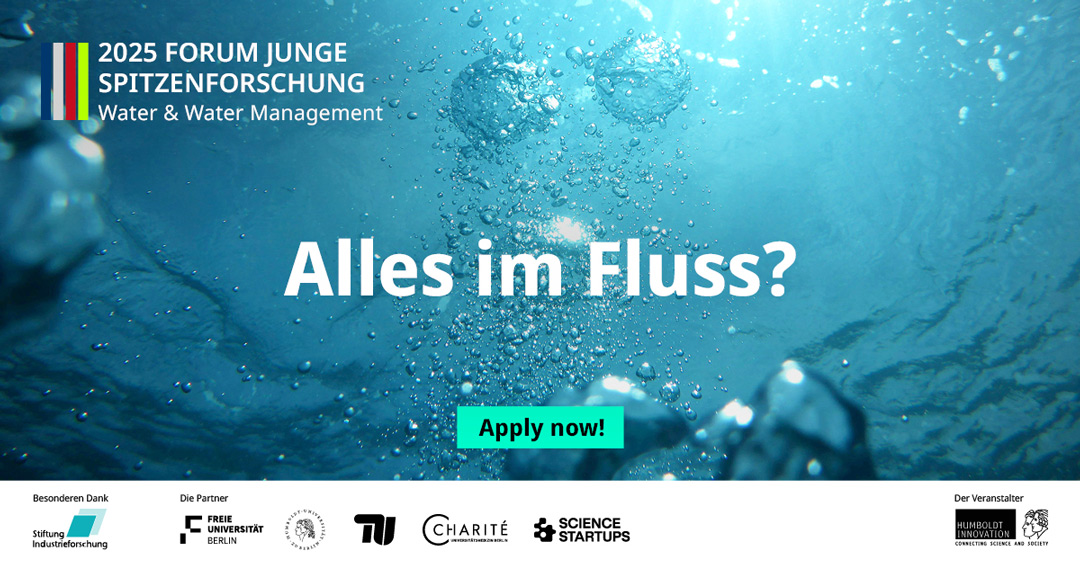 Banner: Forum Junges Spitzenforschung 2025 / Claim: Alles im Fluss?