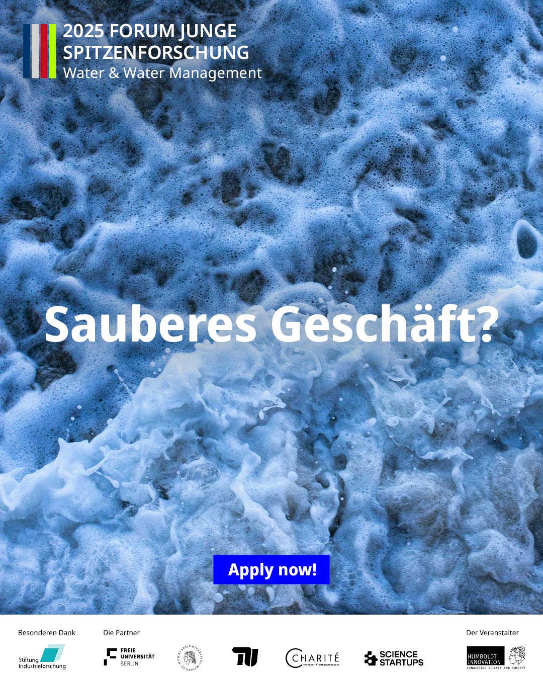 Banner: Forum Junges Spitzenforschung 2025 / Claim: Sauberes Geschäft?